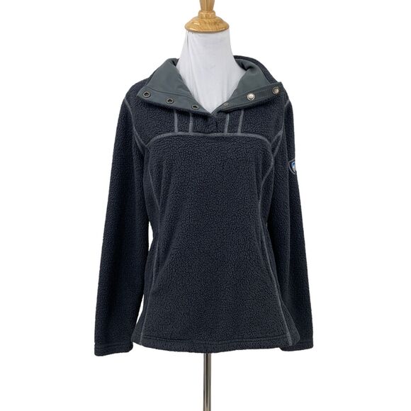 Kuhl Avalon Snap Fleece Jacket Womens S Small Gray 1/4 Button Pockets Pullover - Picture 2 of 16